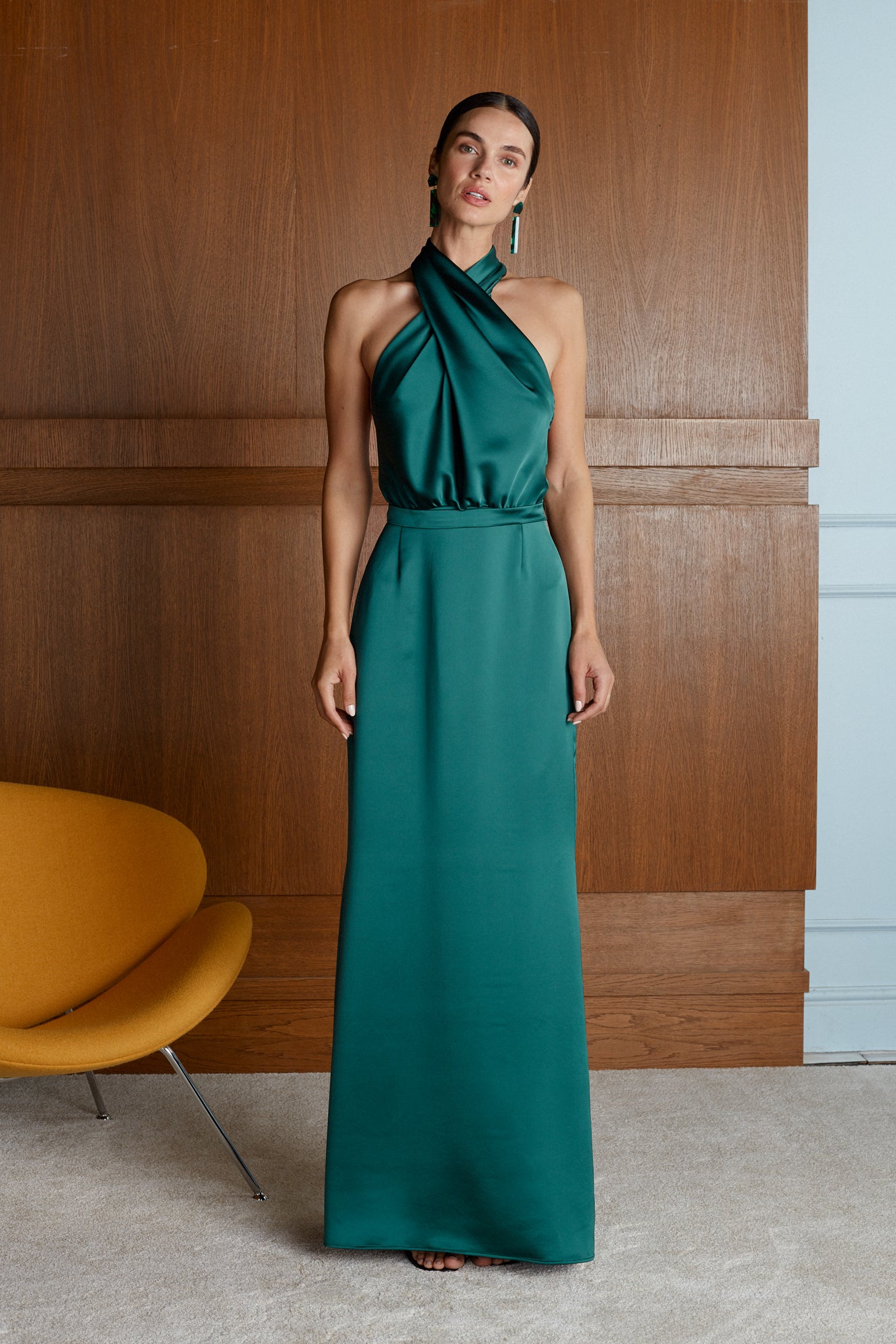 ALIUR Deep Green Maxi Evening Gown