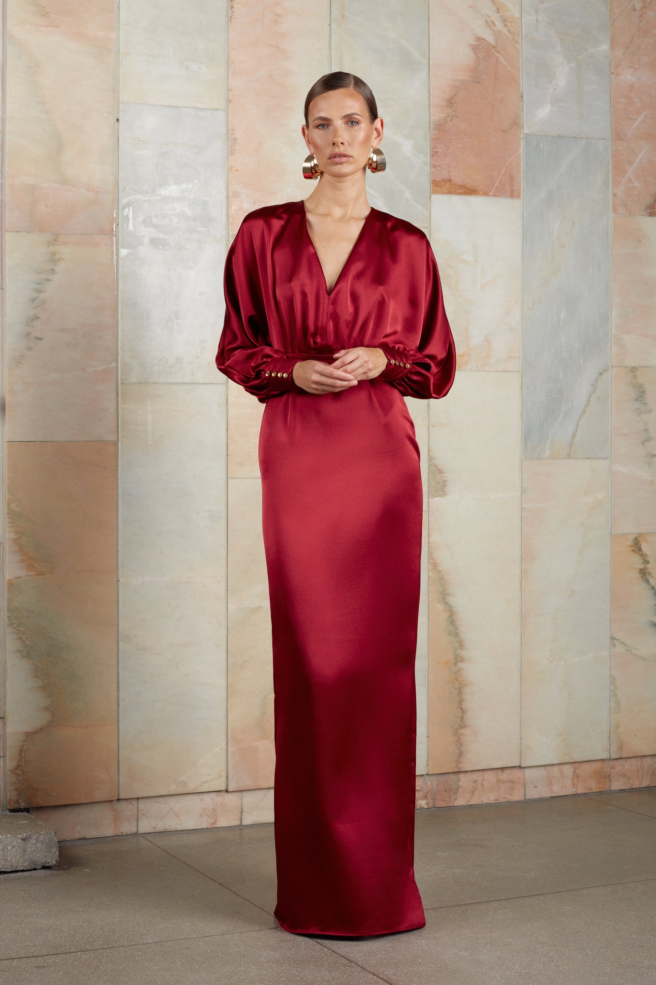 Long red evening dress