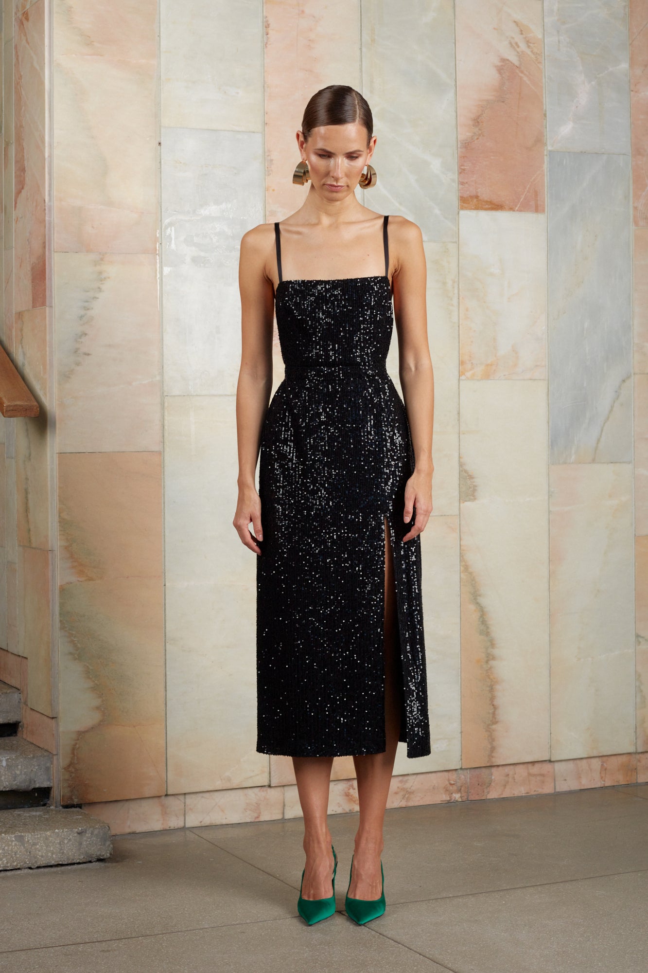 Black sequin evening dress CHLOE