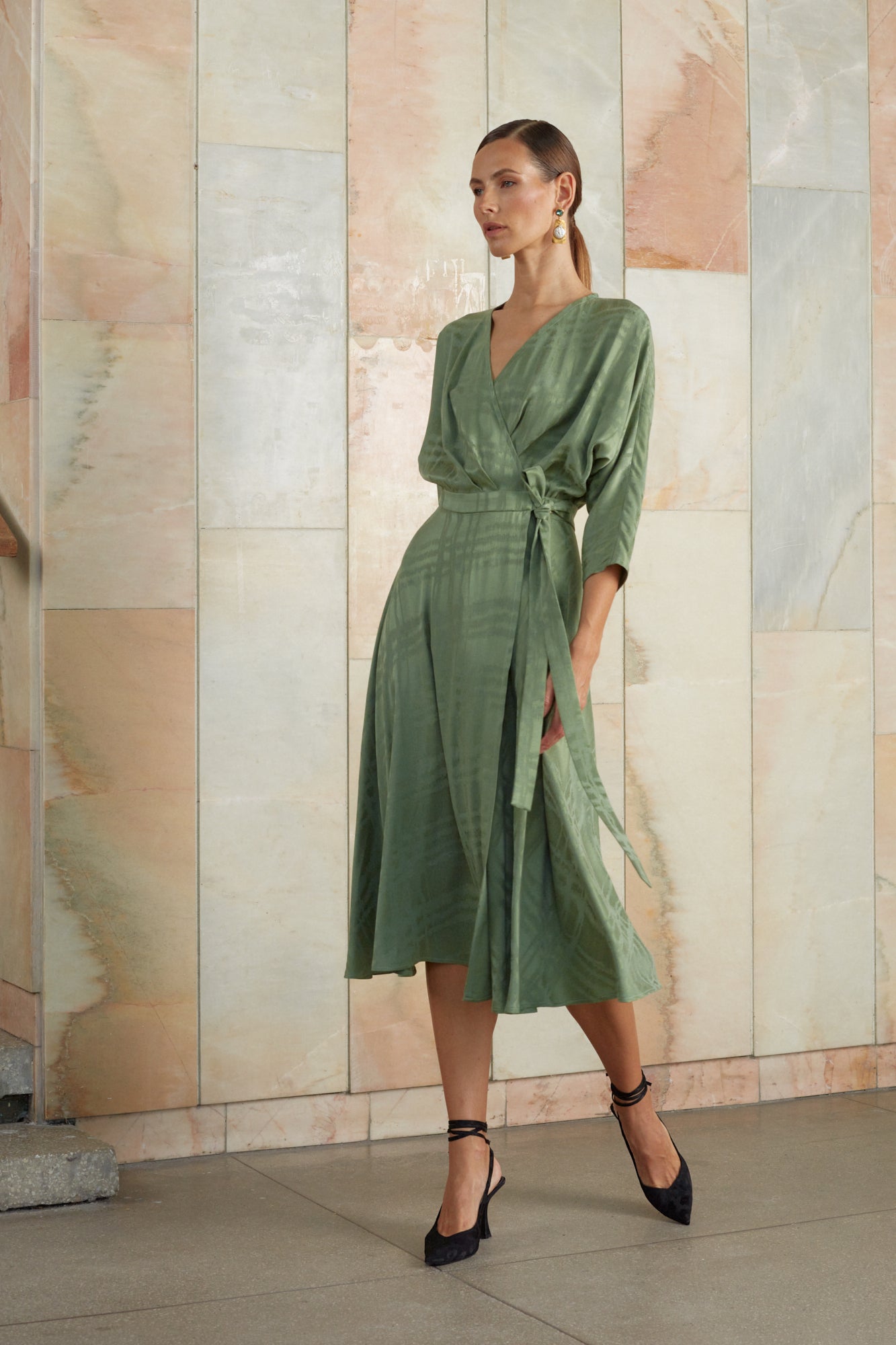 Green wrap dress \