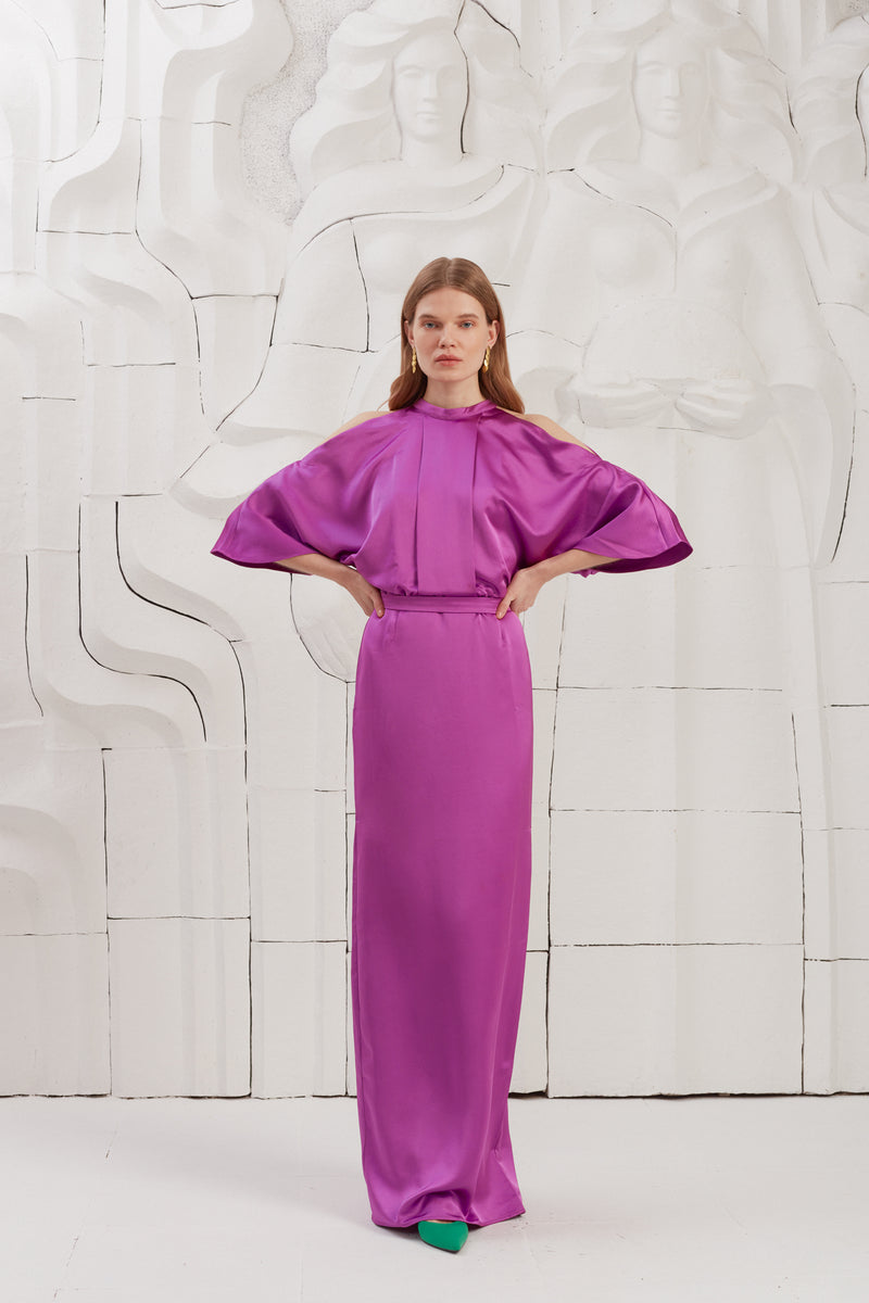 DEVA Fuchsia Pink Maxi Dress With Butterfly Sleeves
