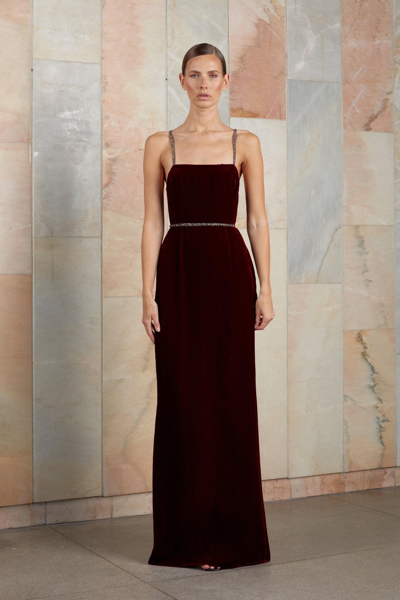 Red wine long evening  dress 