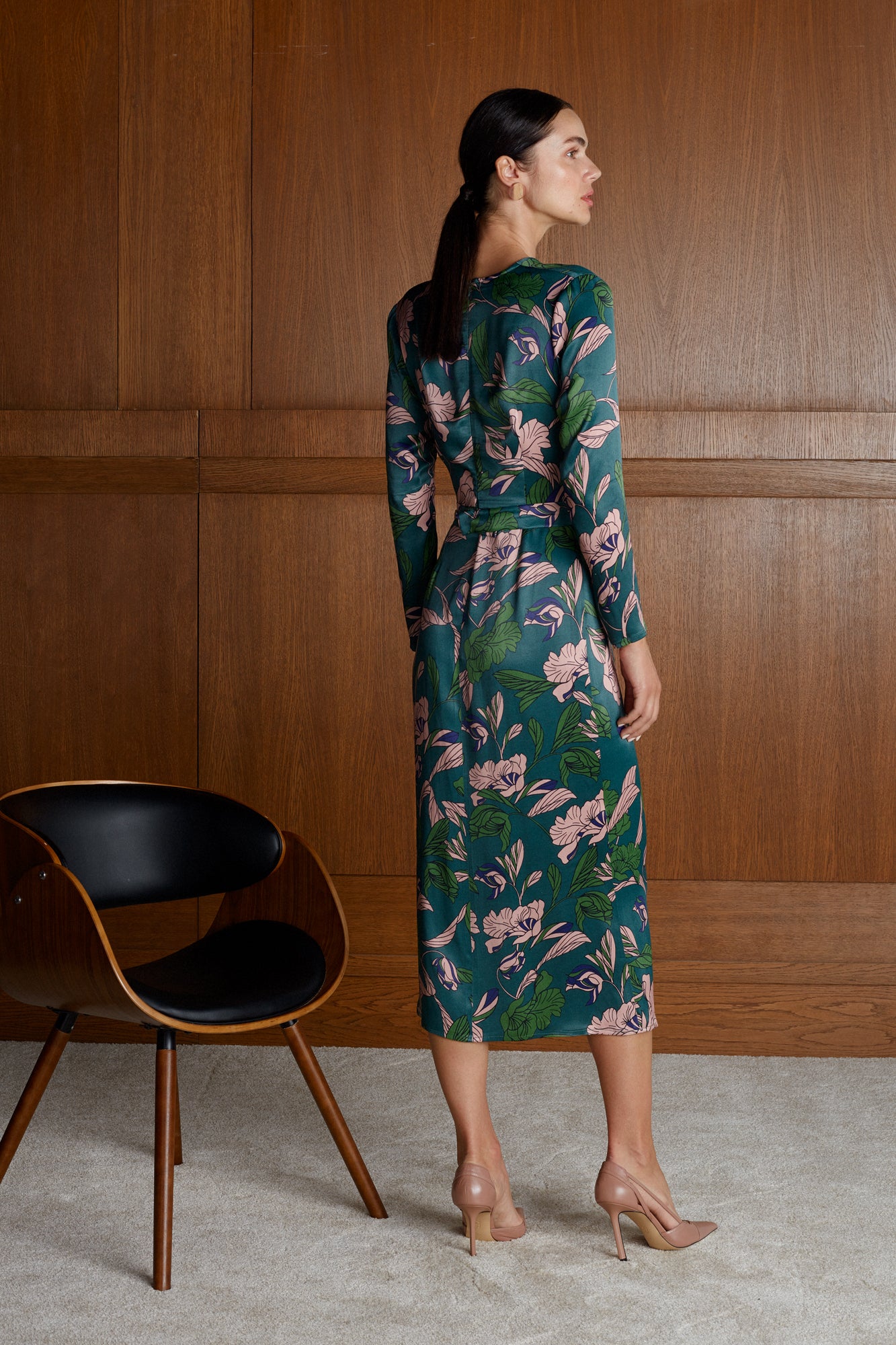 ENORA Floral Print Midi Dress - Versatile and Chic