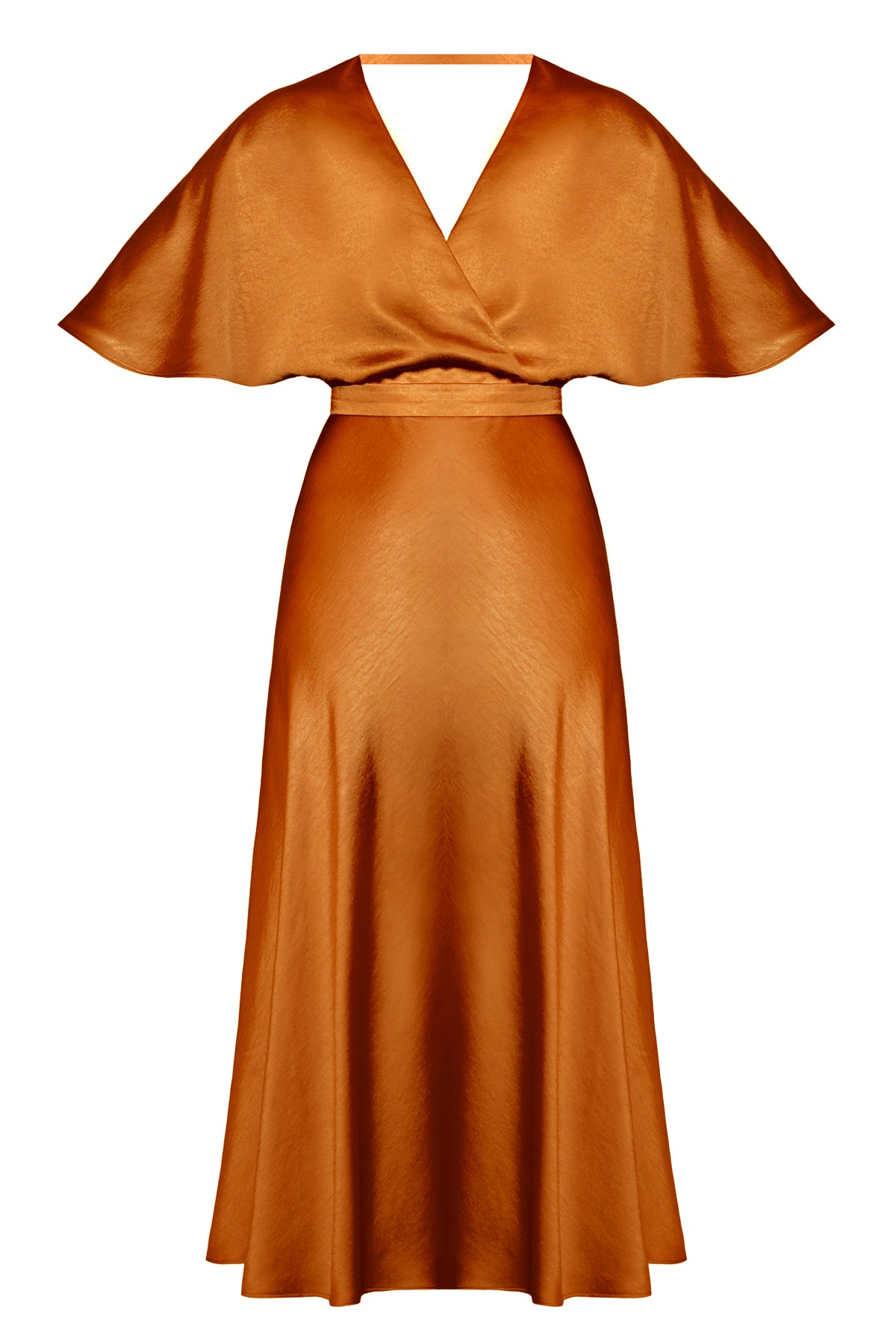 SONYA brown midi dress with butterfly sleeves