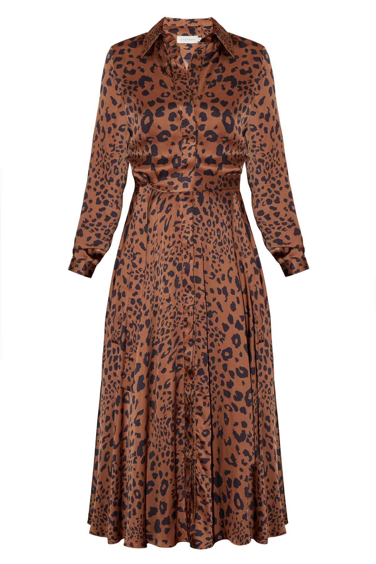 Handamde Brown black leopard shirt dress BRENDA