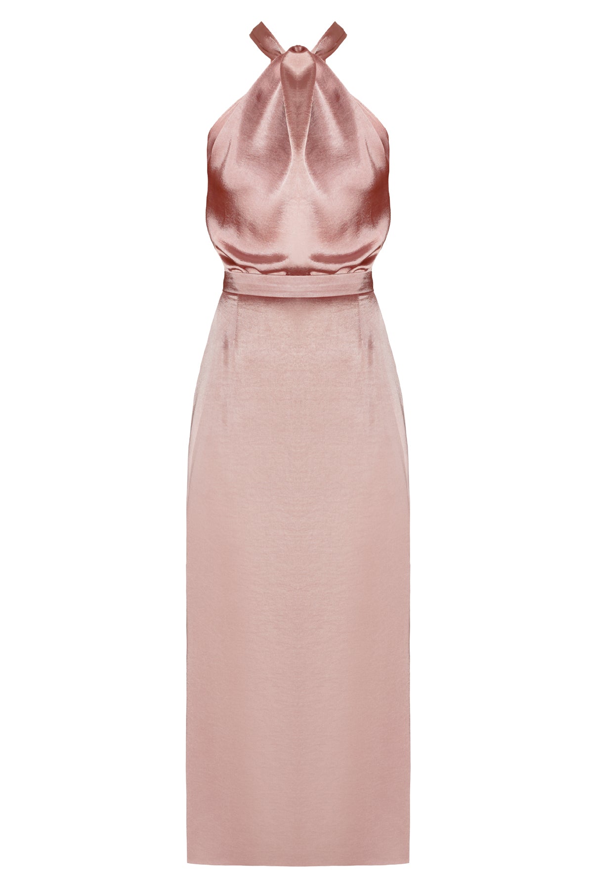 Handmade Mauve satin evening midi dress PAULA