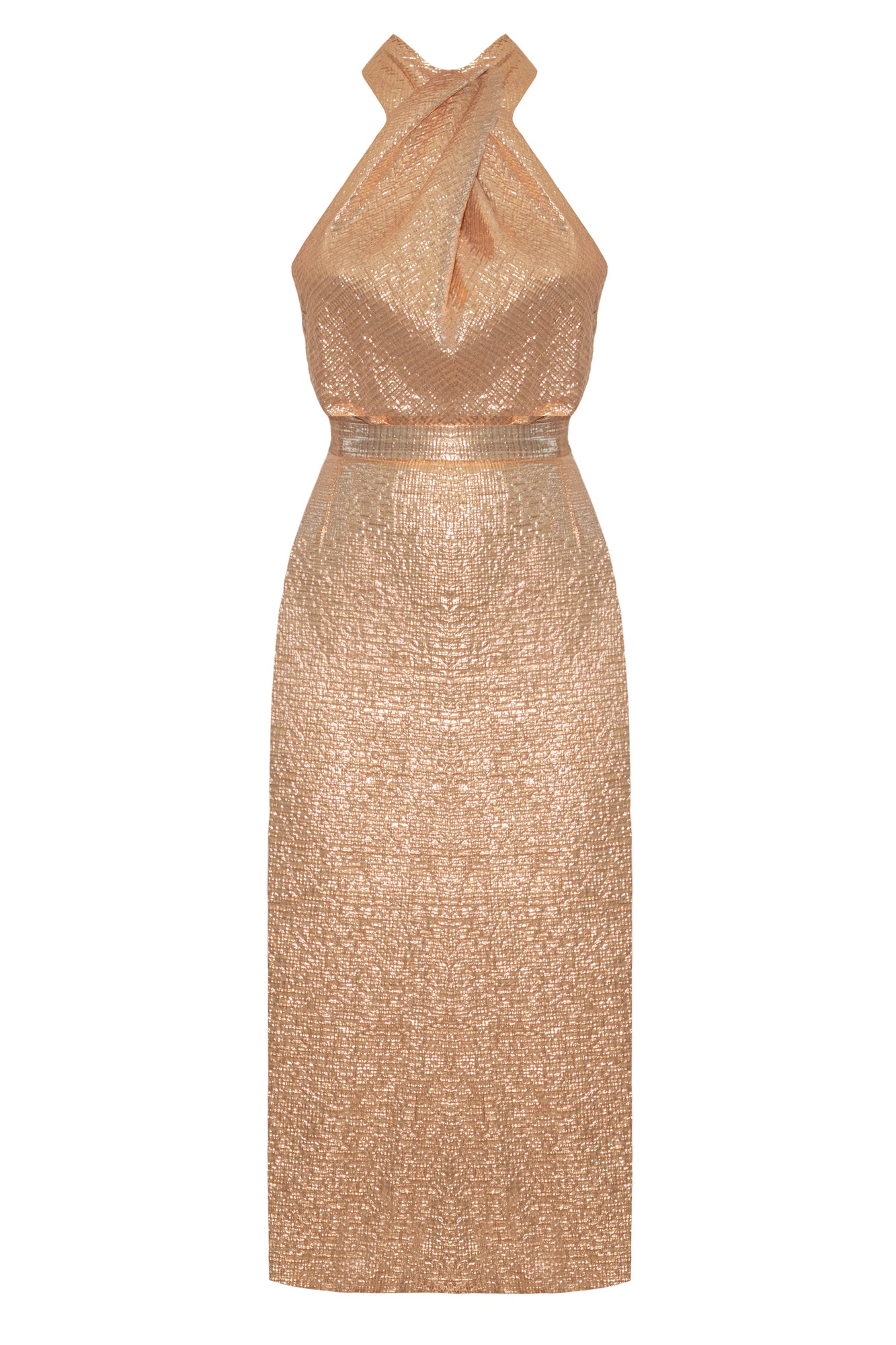 Handmade Gold backless evening dress AURA