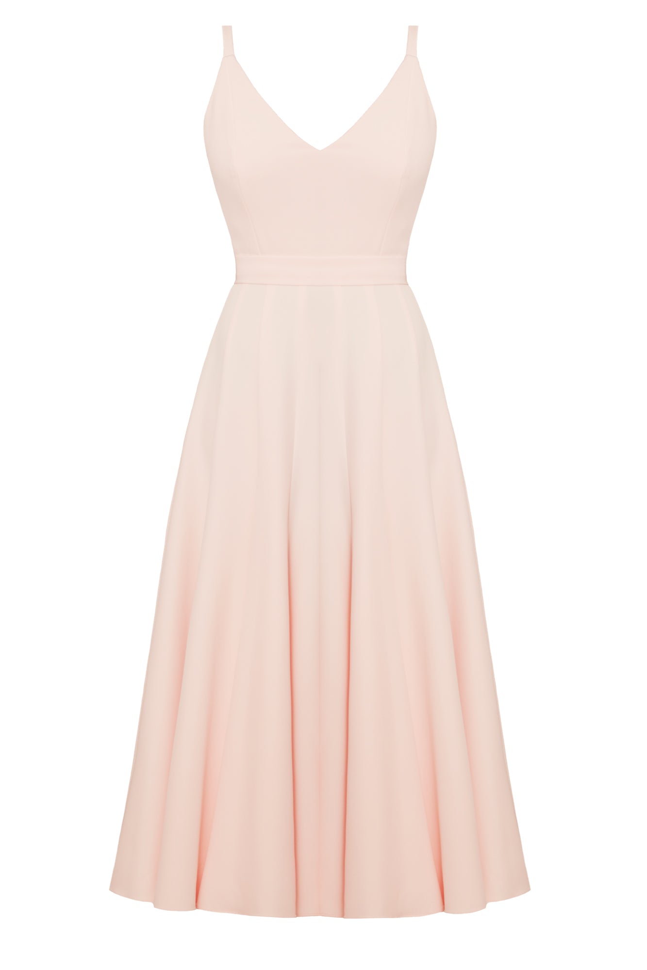 handamde Pastel pink flared godet dress LINDA