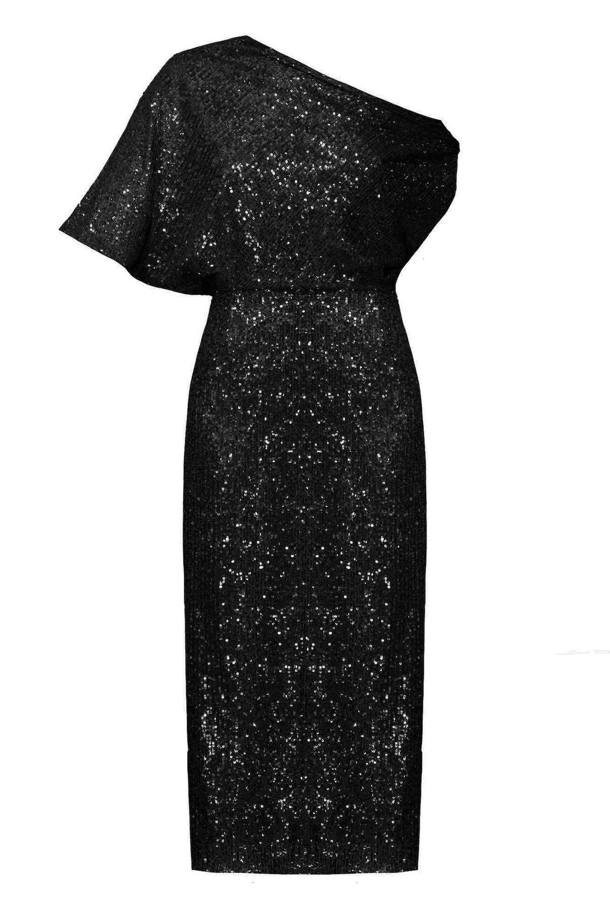 Black sequin asymmetric evening dress MARGO | UNDRESS