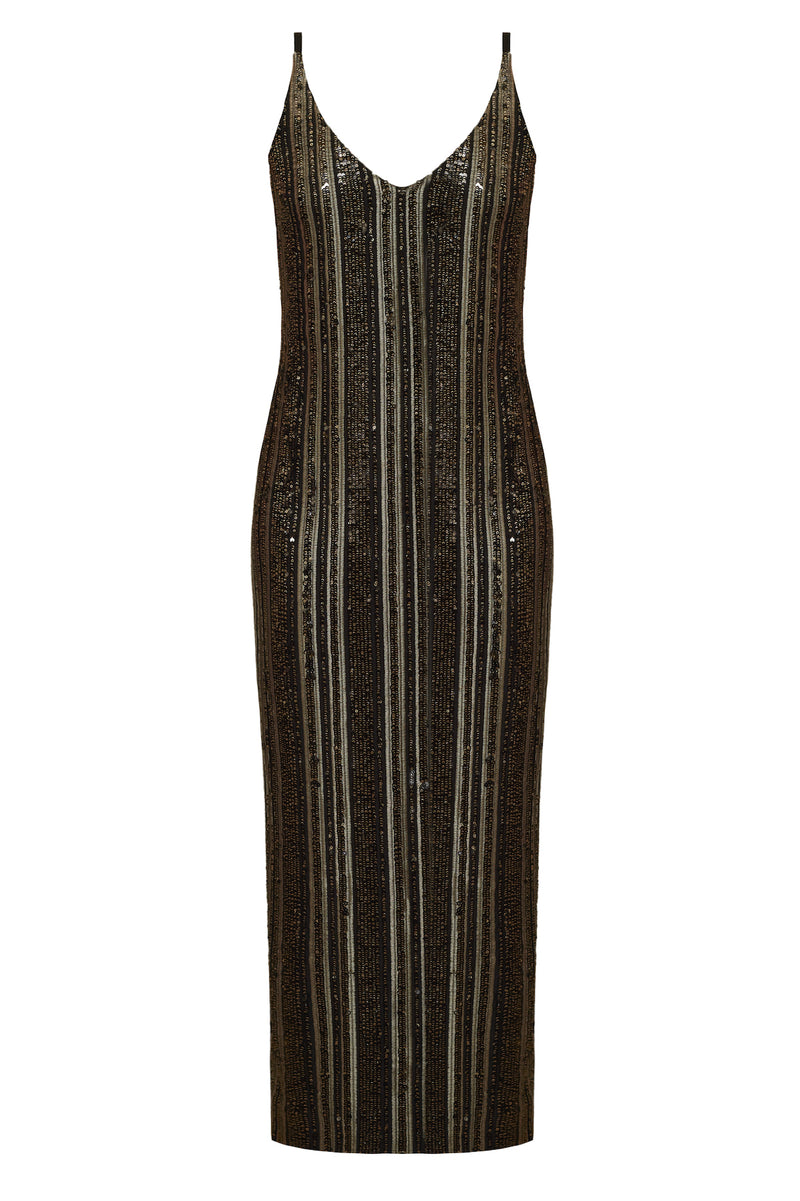 Handmade Black gold slip sequin dress LAYLA