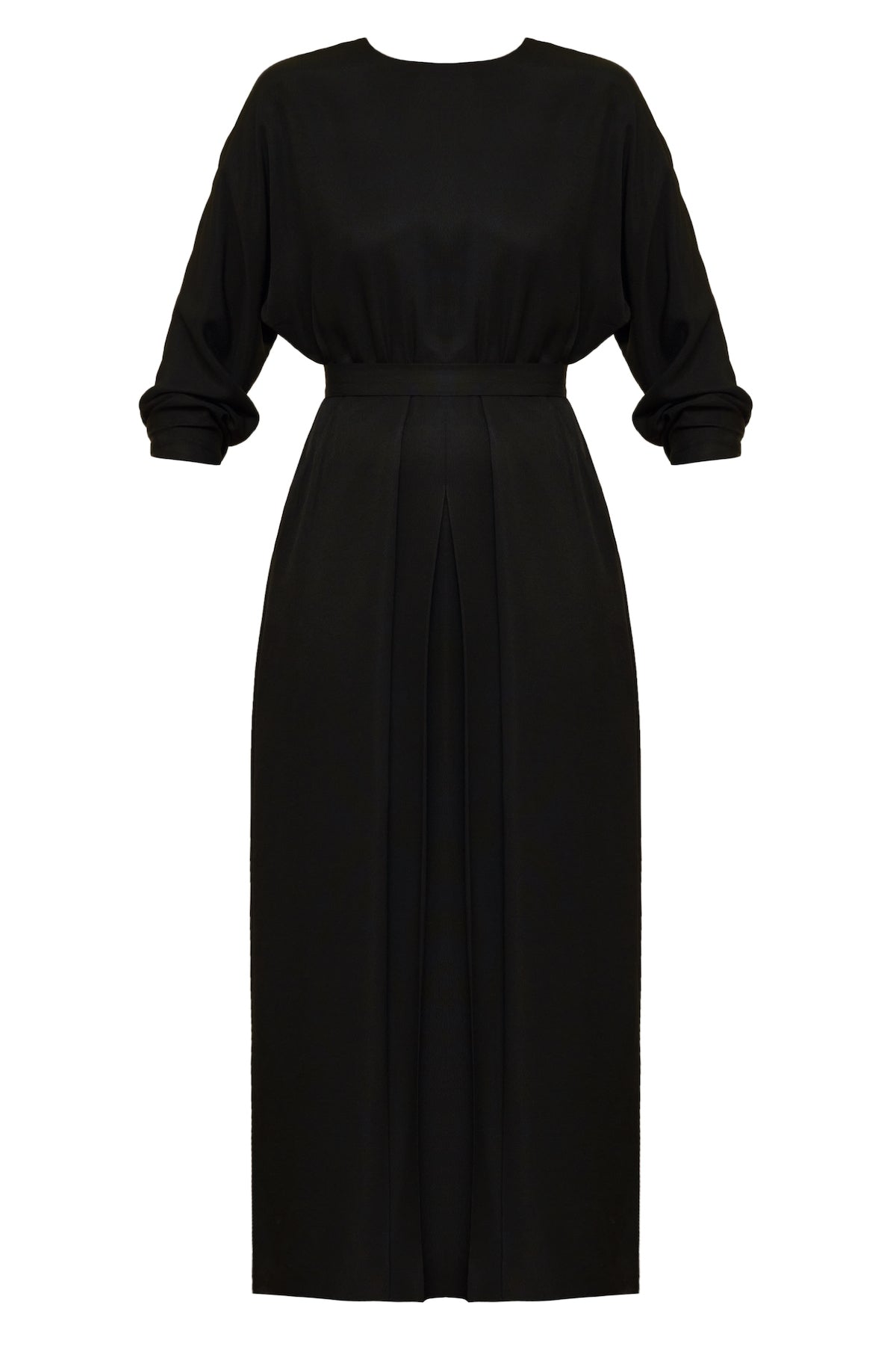 Handmade Black pleated dress with pockets TILDA
