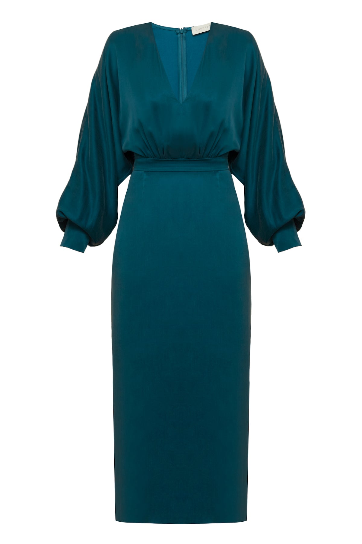 Handmade Teal blue midi dress BECA