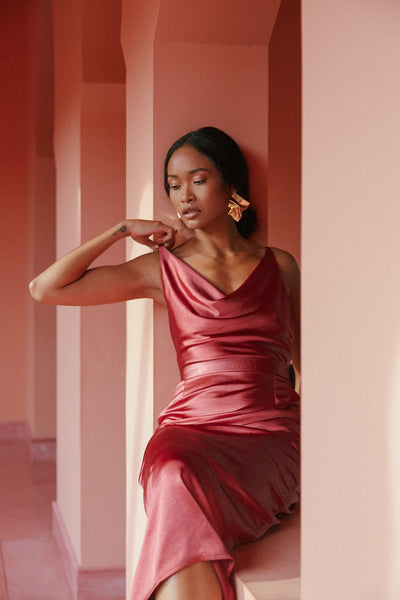 kamea nude satin backless midi dress reviews Kamala Low Back Satin Maxi Dress - Sand