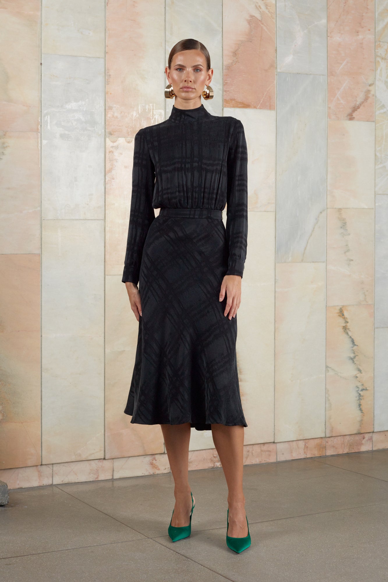 Black Open Back Turtleneck Dress ROMEE UNDRESS