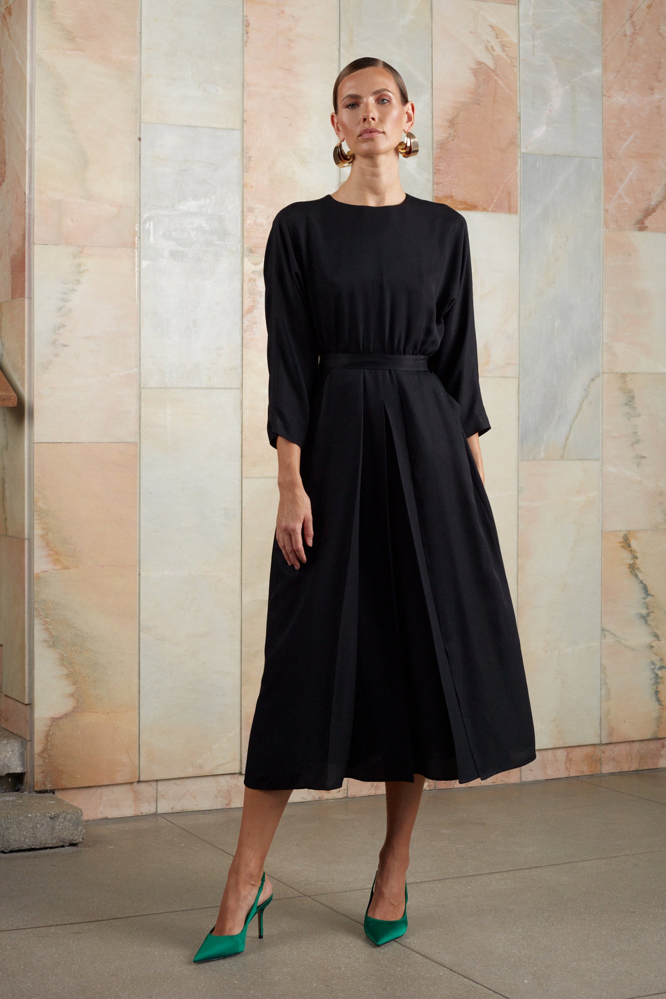 Black pleated dress