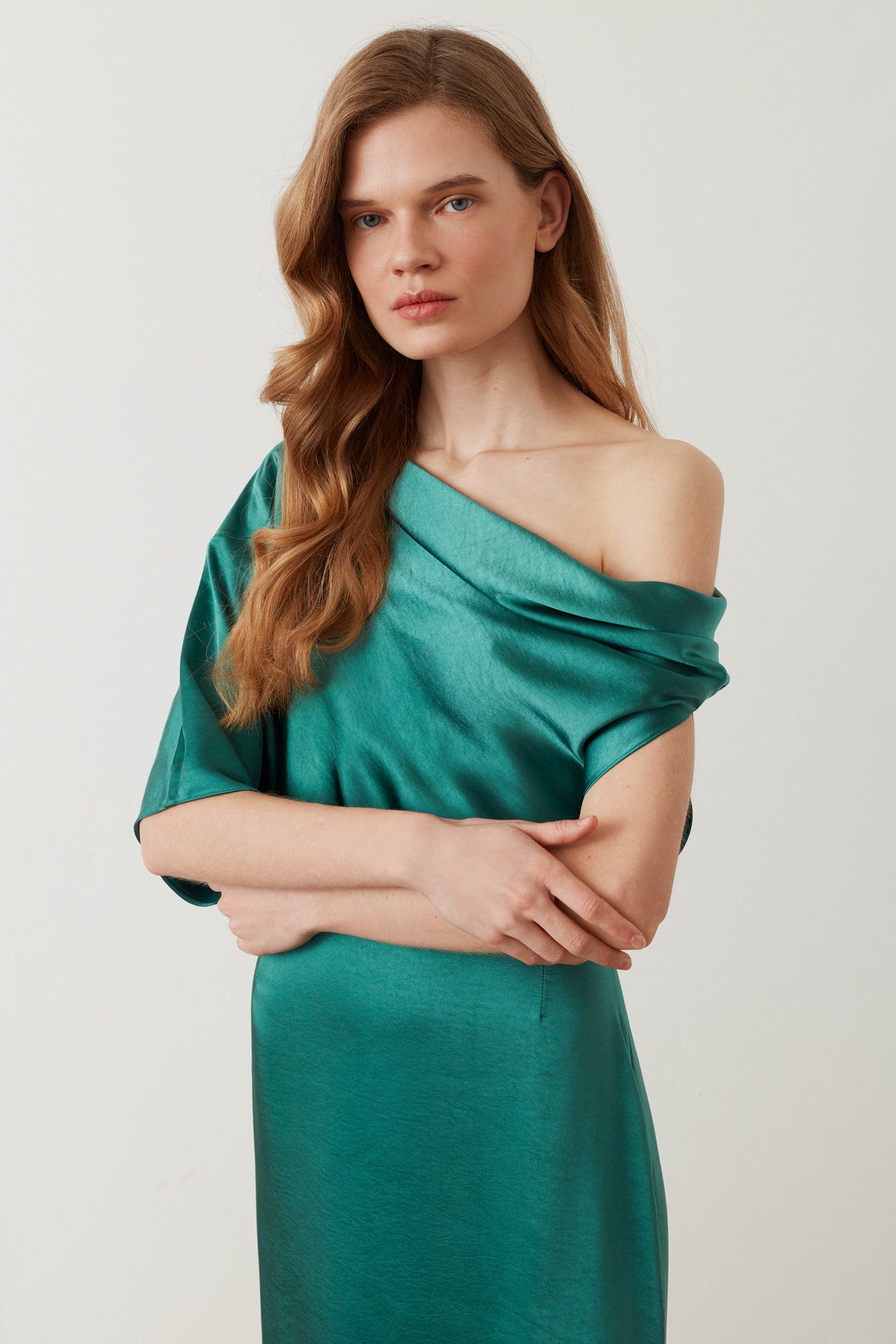 Teal green satin  dress