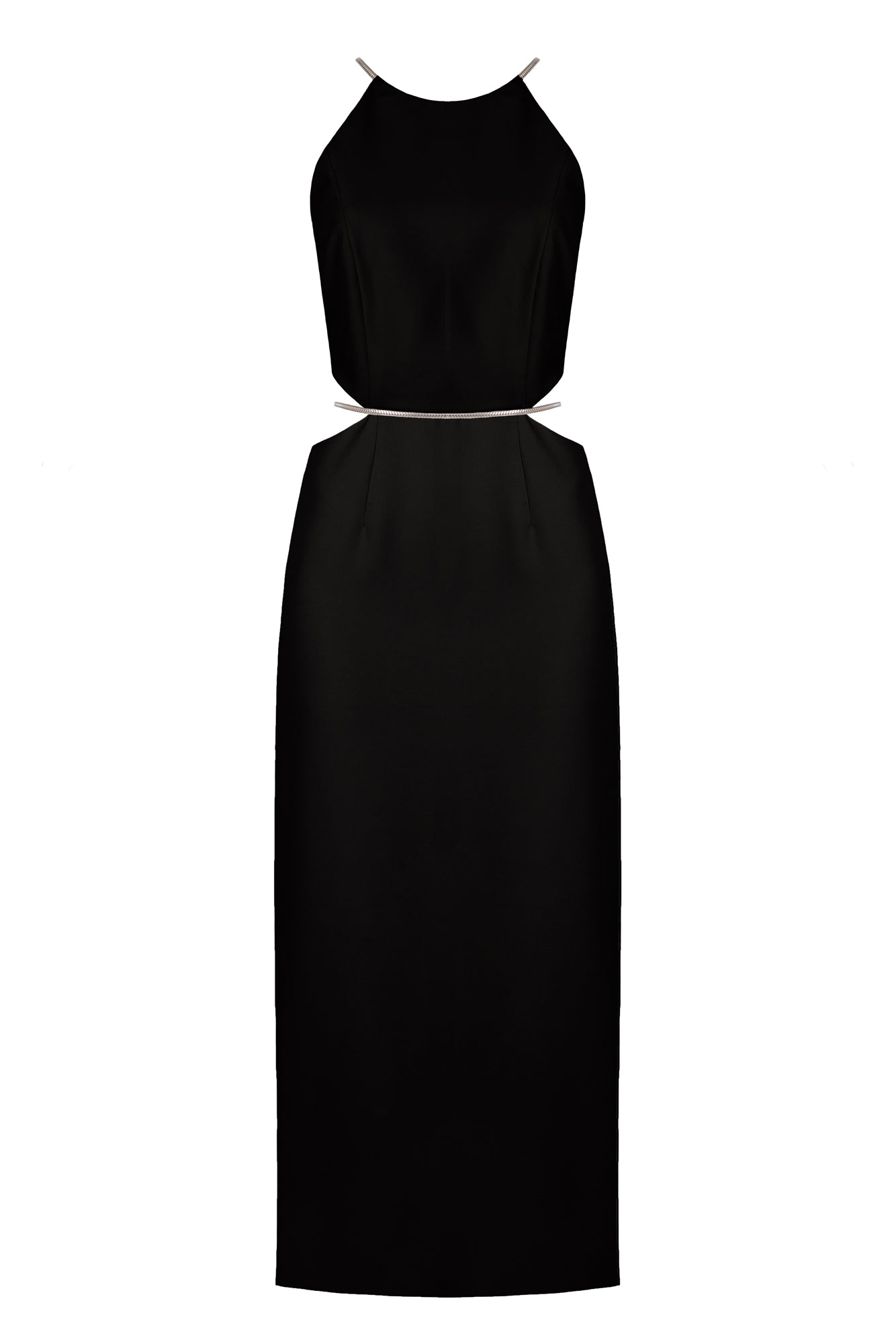 Black midi dress with waist cut outs