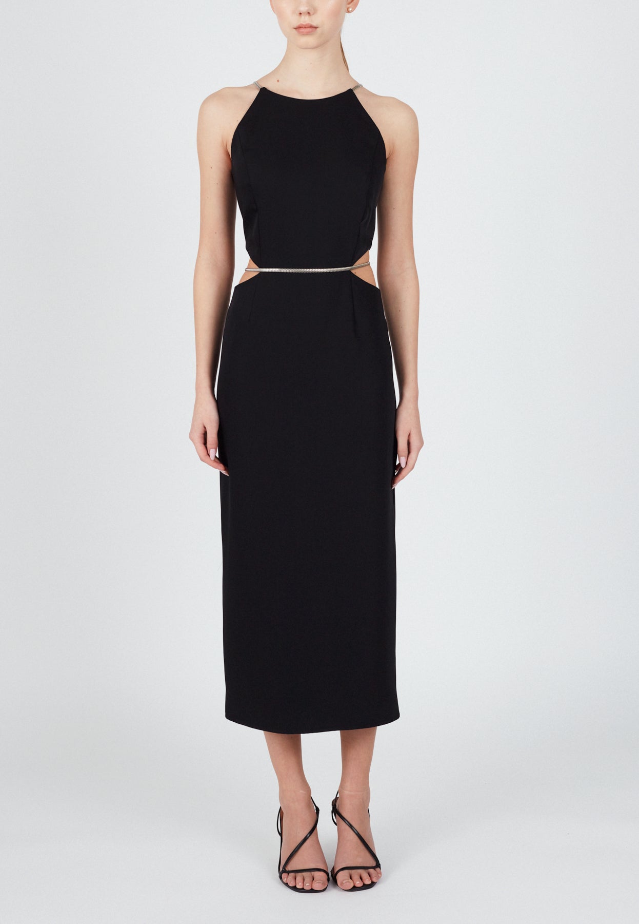 black midi dress