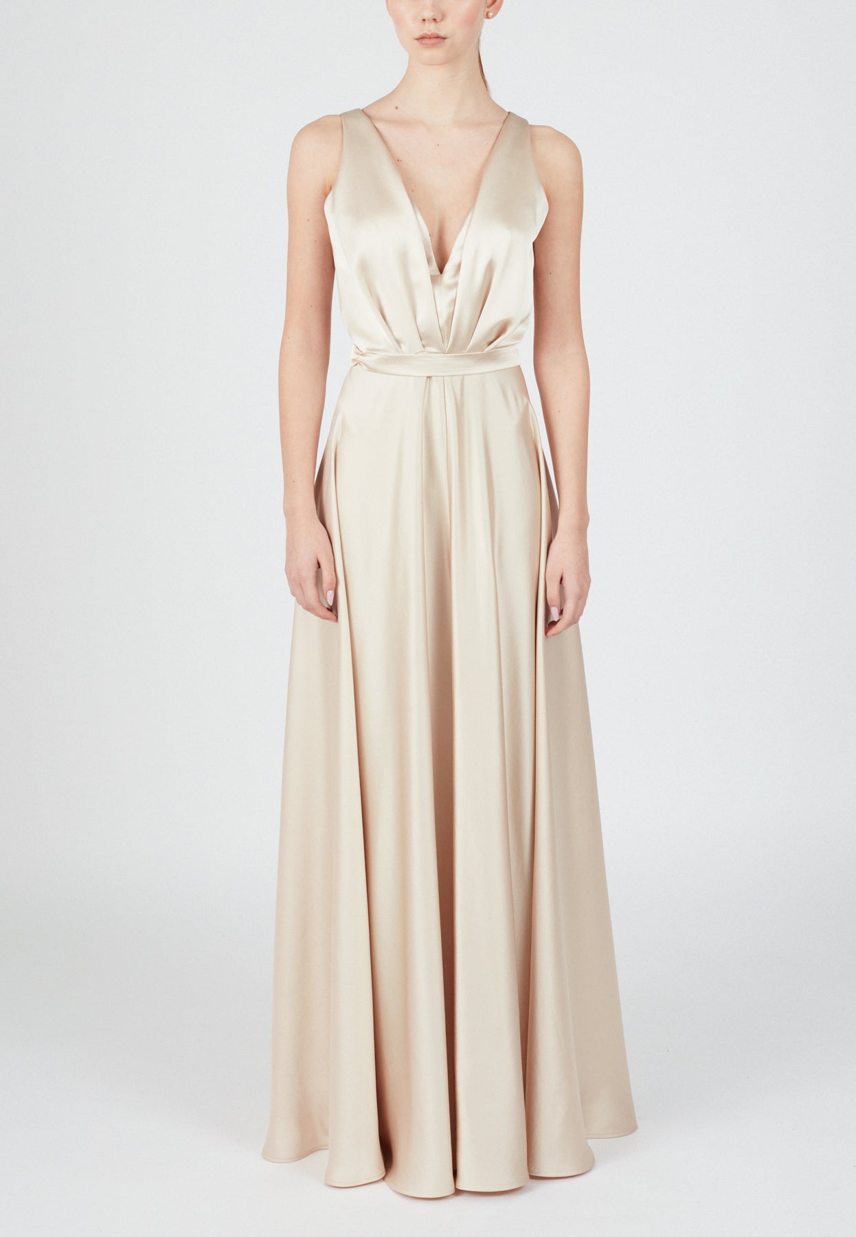 beige wedding reception dress