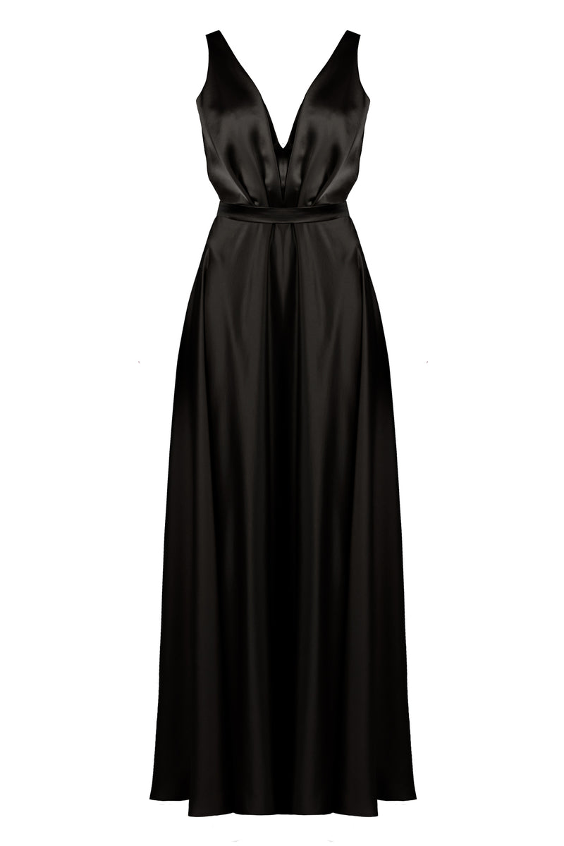 V neck black dress