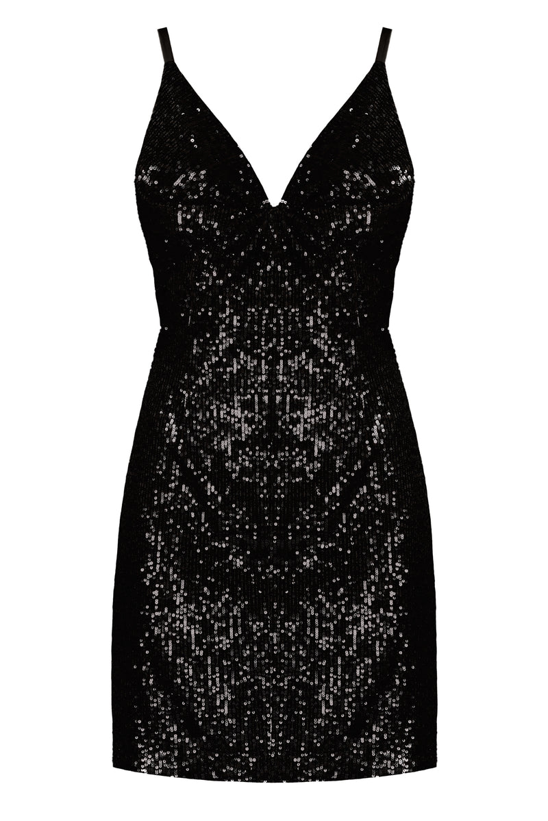 mini black sequin dress