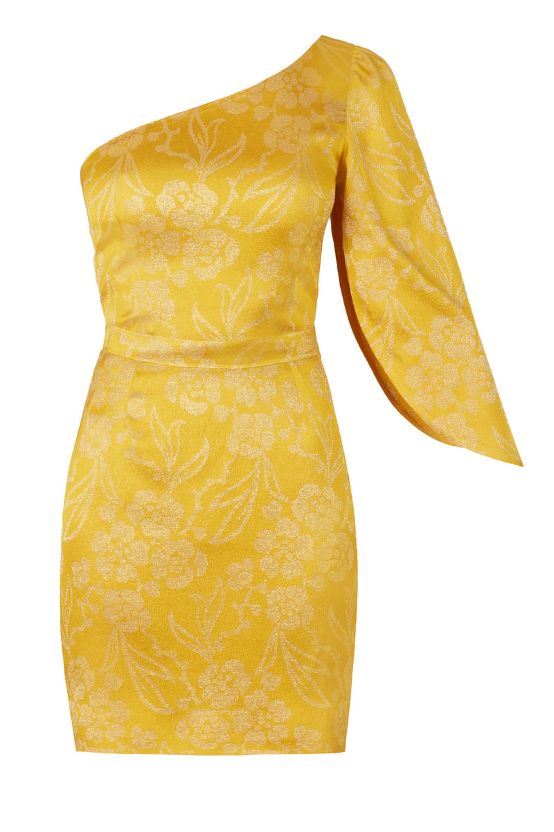 yellow shiny dress