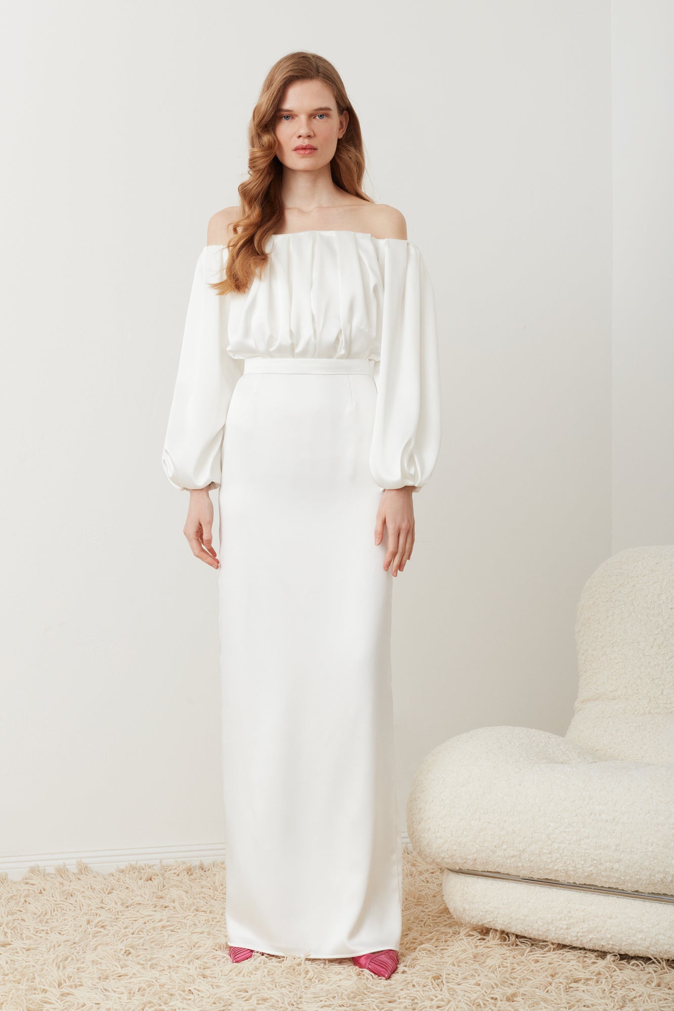 White Off Shoulder Wedding Dress ALICE