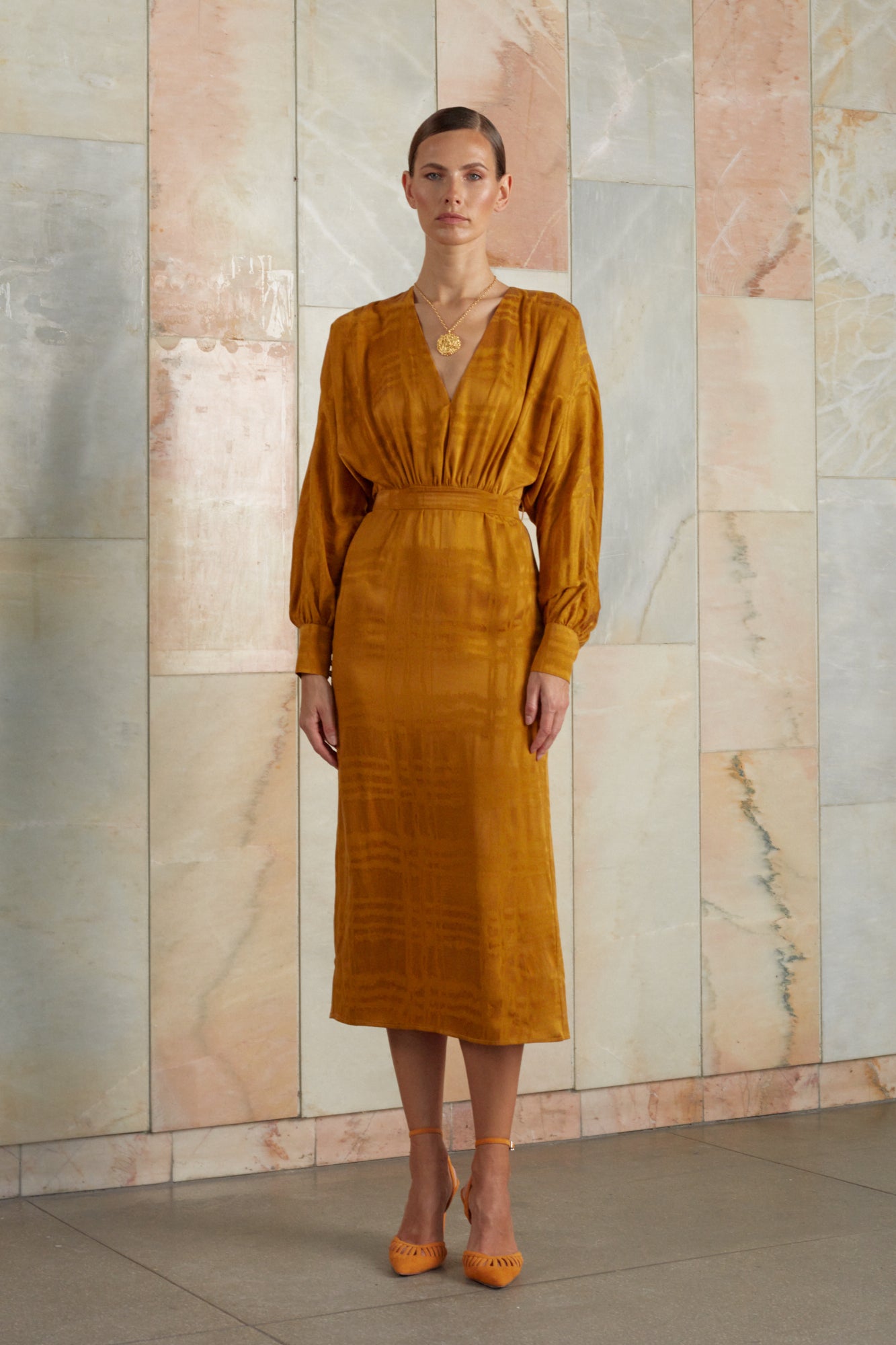 Honey Orange cupro midi dress BECA