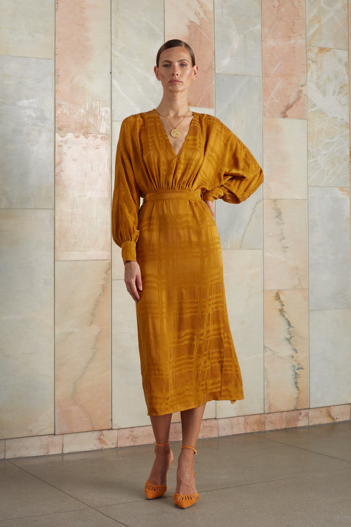 Orange cupro midi dress BECA