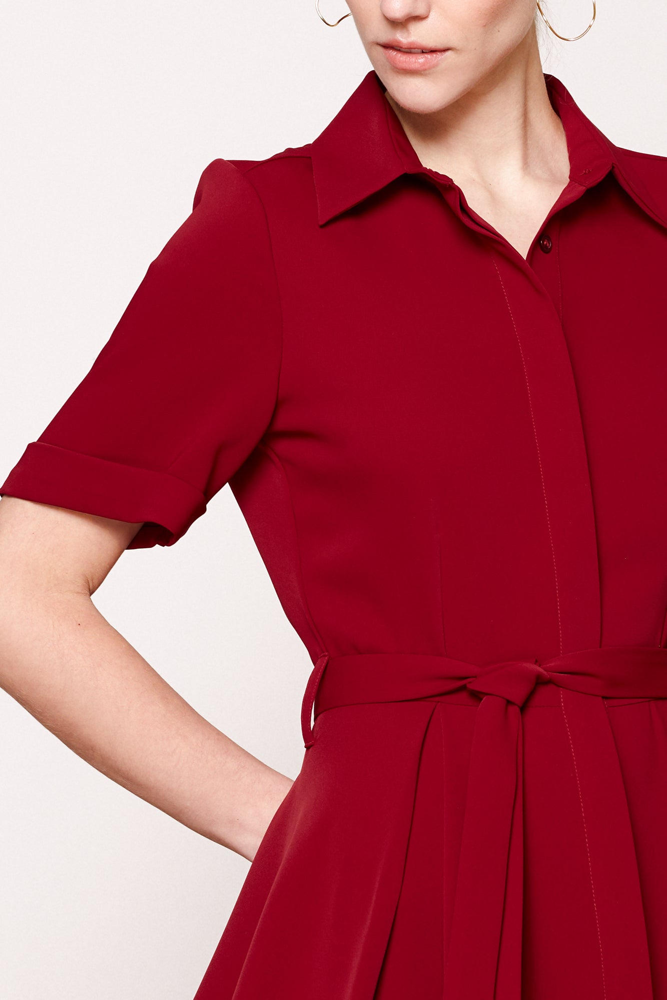 ELADA red midi shirt dress