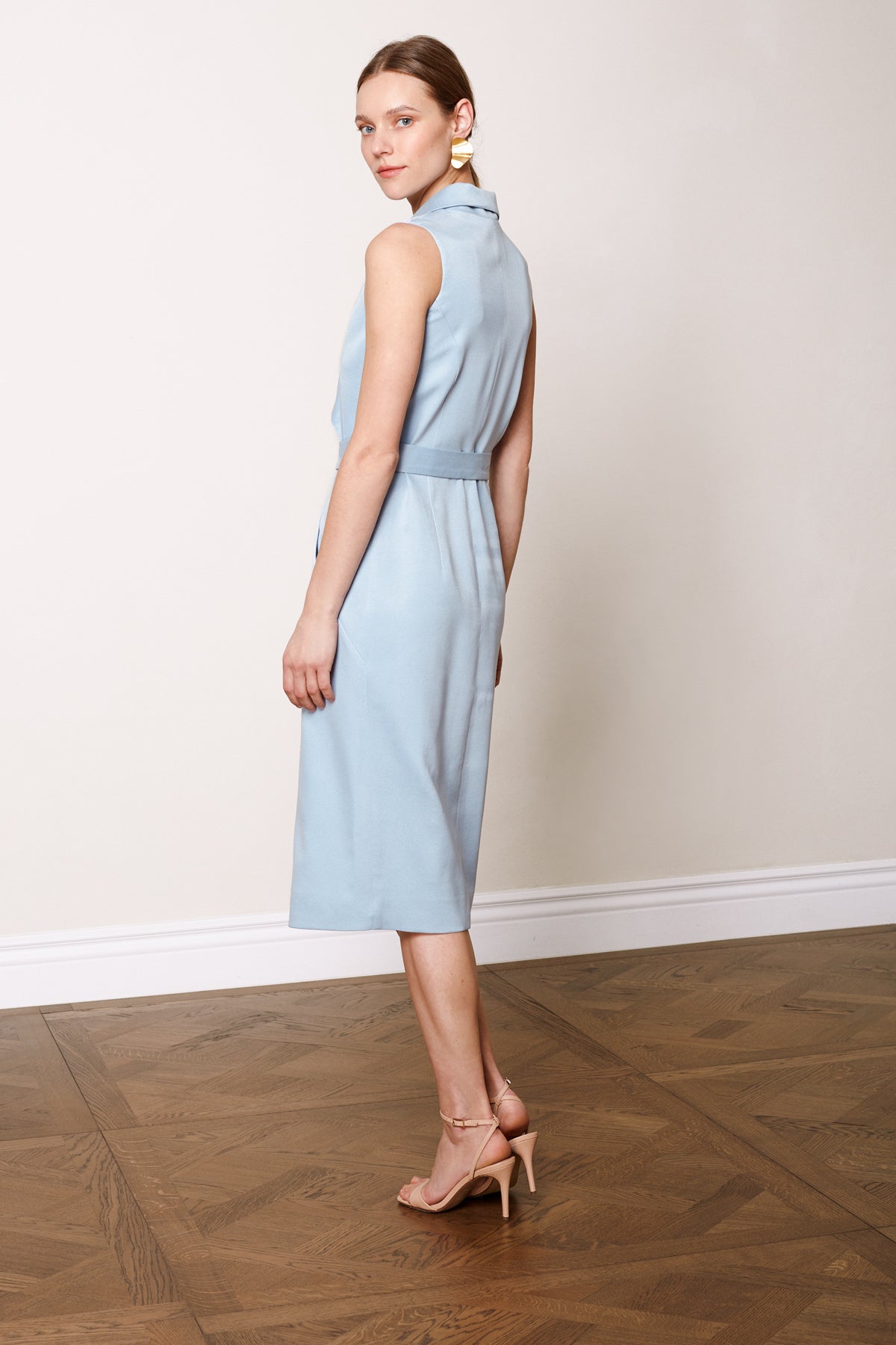 ALBA light blue midi vest dress