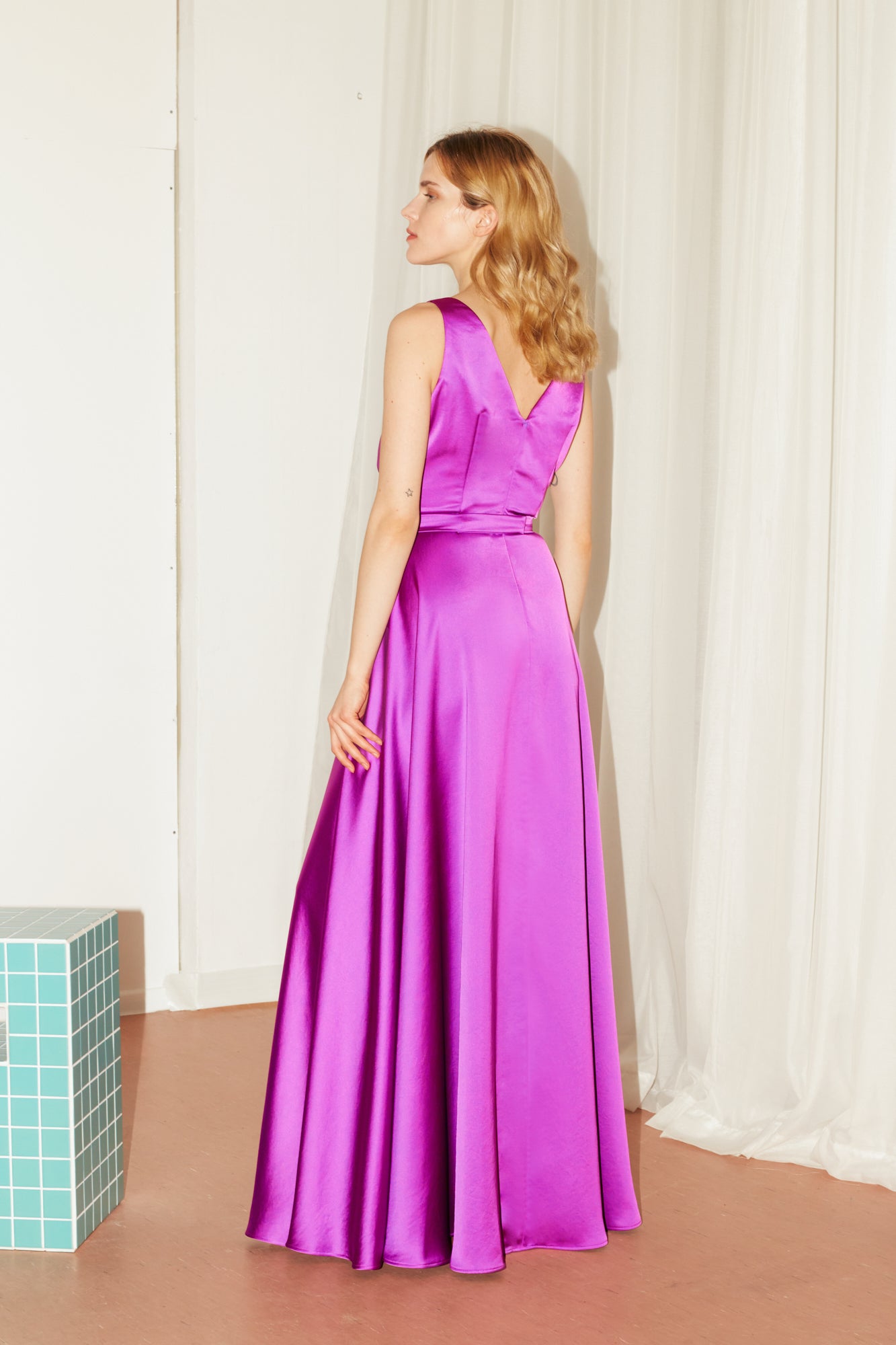 long fuchsia dress